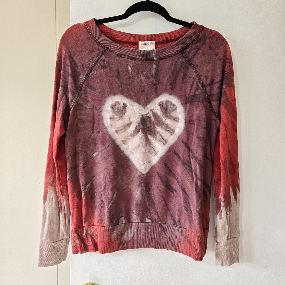 River+Sky Heart Sweatshirt Burnish Color Medium Handmade Hand Dyed Bohemian Top
